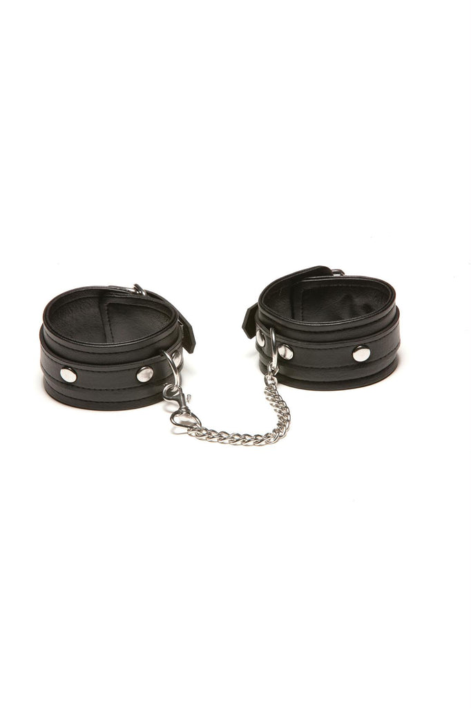 85%pvc 15%polyester Knit: 100% Polyester
Coating- Outer Layer: Polyurethane
Middle Layer: Polyvinyl Chloride X-play Black Ankle Cuffs With Chain O-s Black