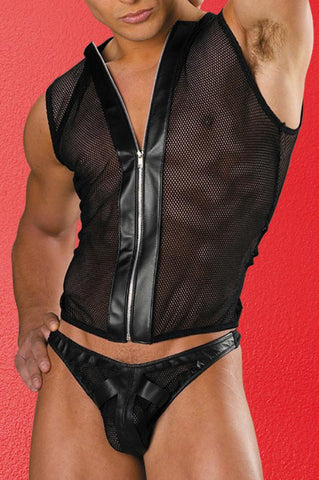 mesh:92% polyamide 8% spandex 100% genuine leather Men's Top