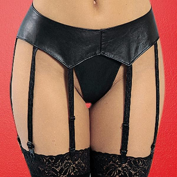 100% Genuine Leather Garter Belt O-s Black